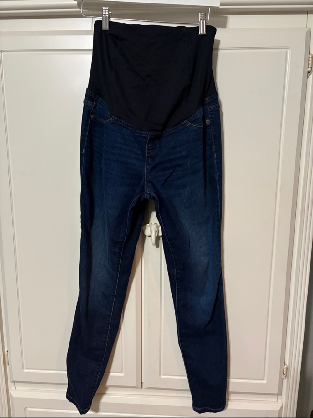 Isabel Maternity by Ingrid & Isabel Dark Blue Skinny Jeans with Black Overband